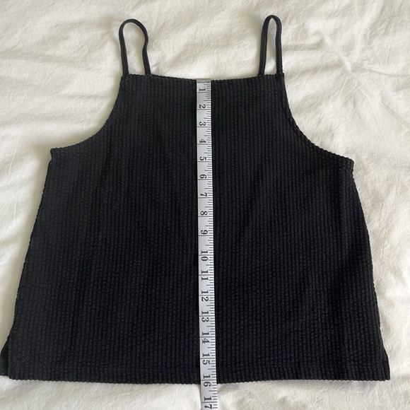 Madewell Seersucker Apron Tank Top, Black, Size XS - Picture 5 of 6